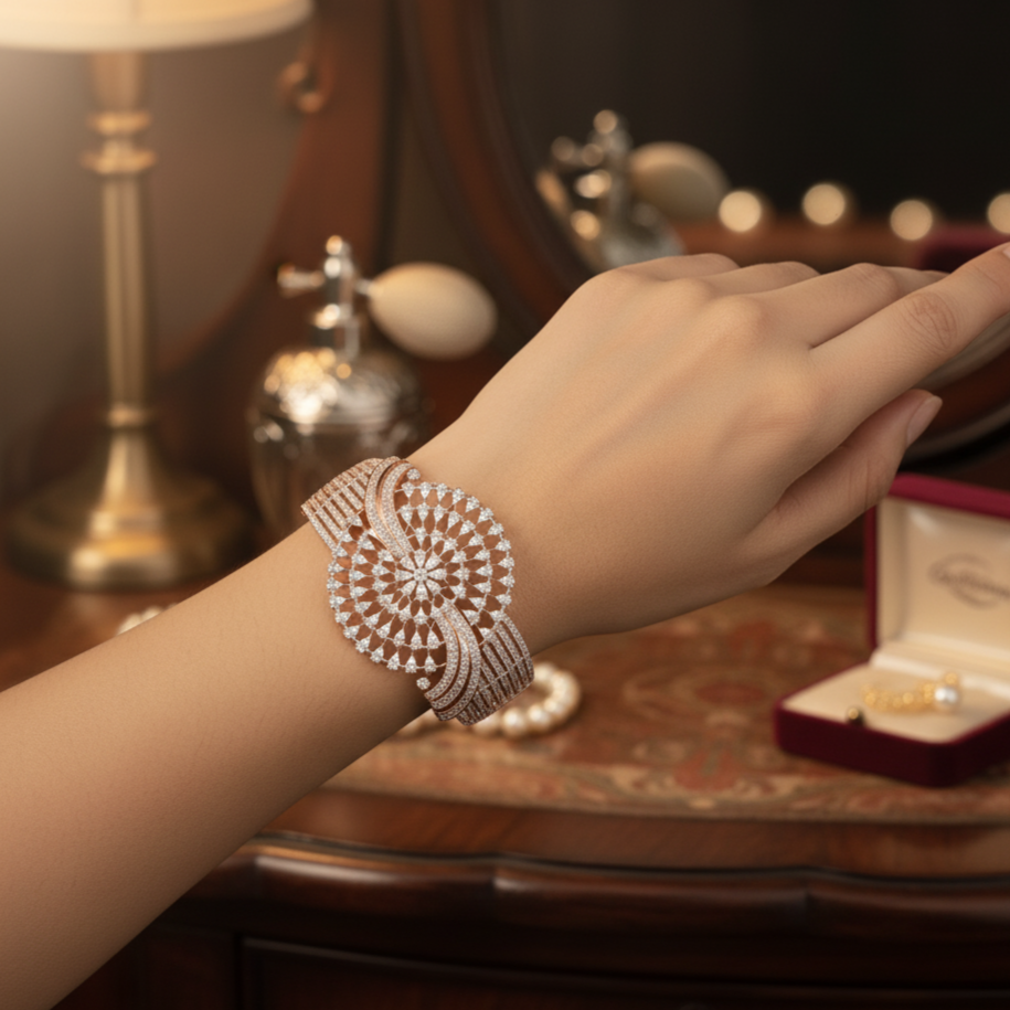 Wide Diamond Statement Bracelet