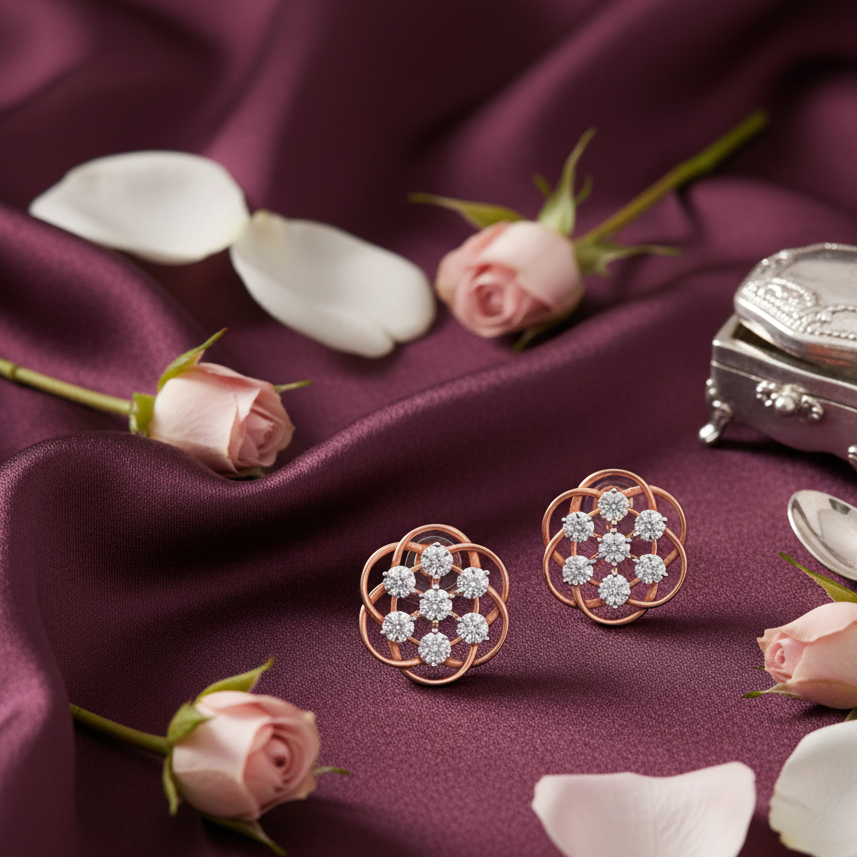 Diamond Bloom Stud Earrings
