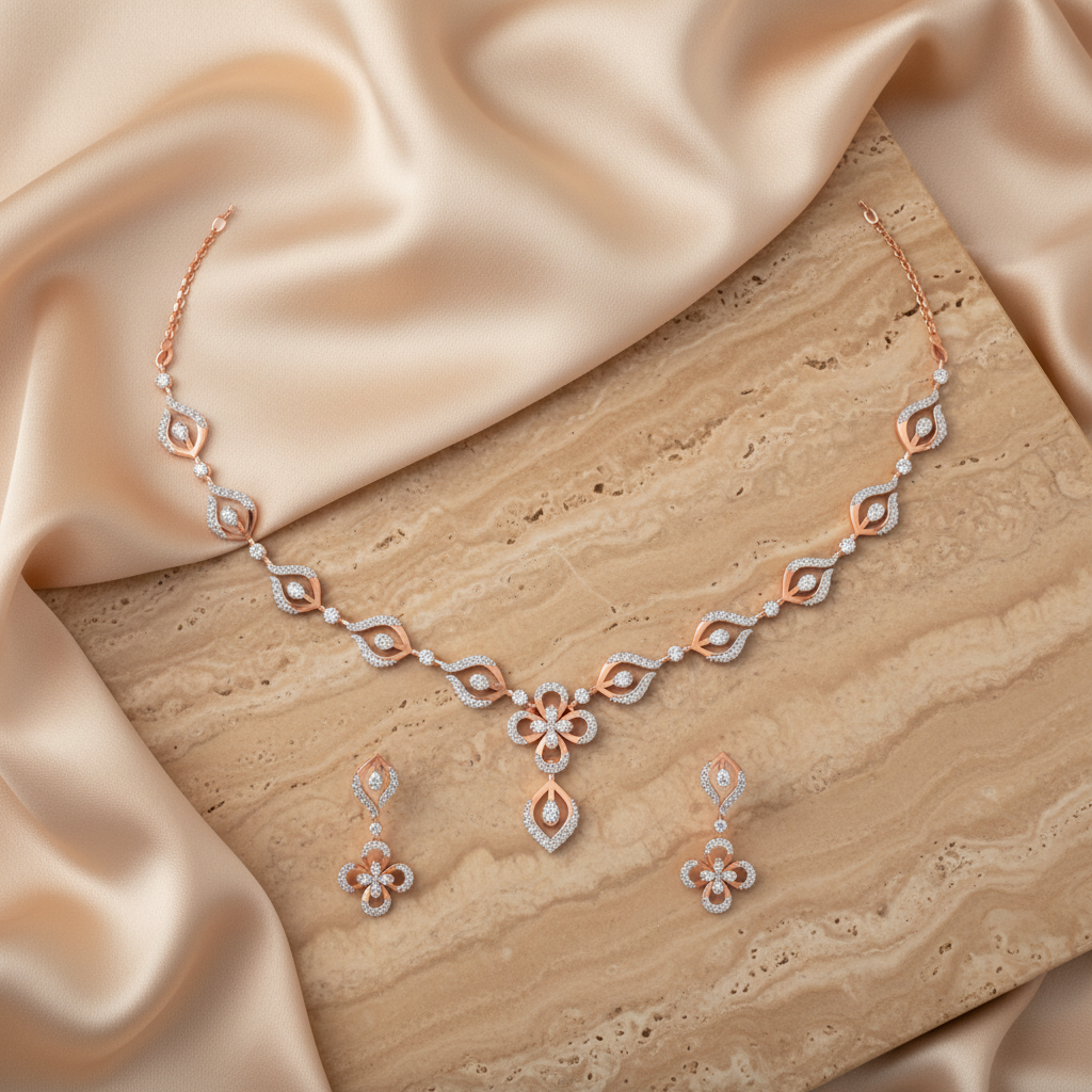 Regal Diamond Charm Necklace Set