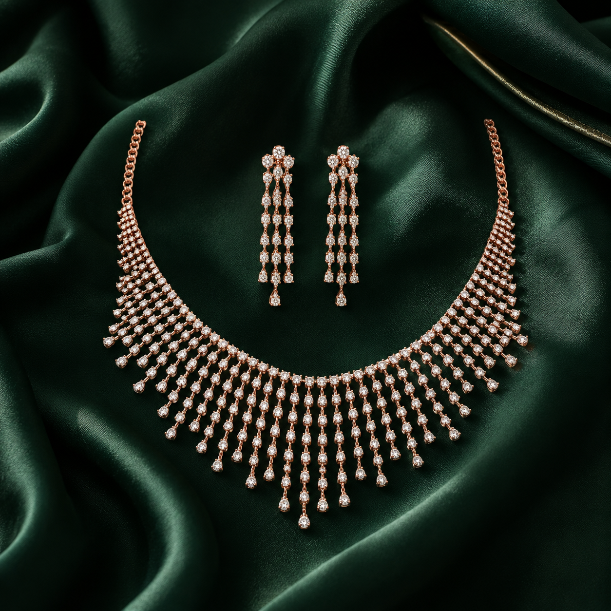 Modern Diamond Bridal Necklace Set