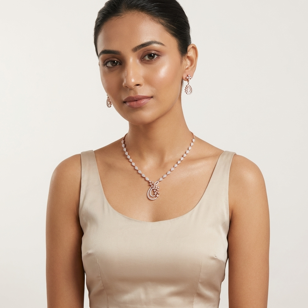 Sparkling Diamond Grace Necklace Set - 3
