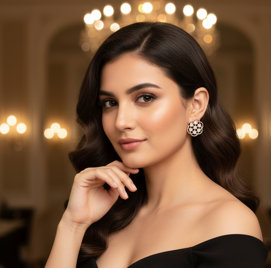 Diamond Bloom Stud Earrings - 3