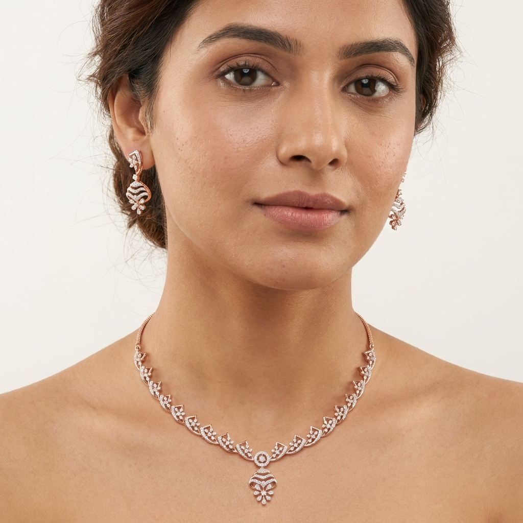 Shimmering Diamond Glow Necklace Set