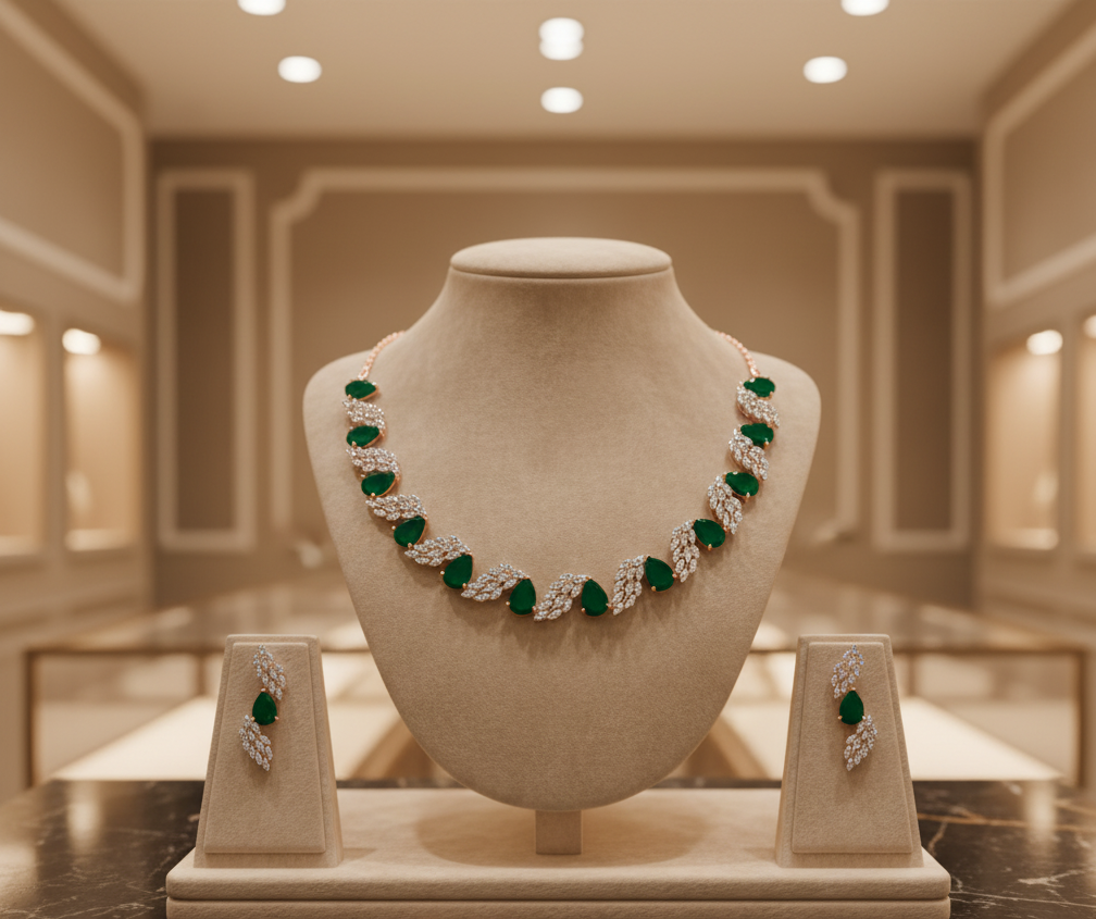 Opal Diamond Necklace with Designer Earrings