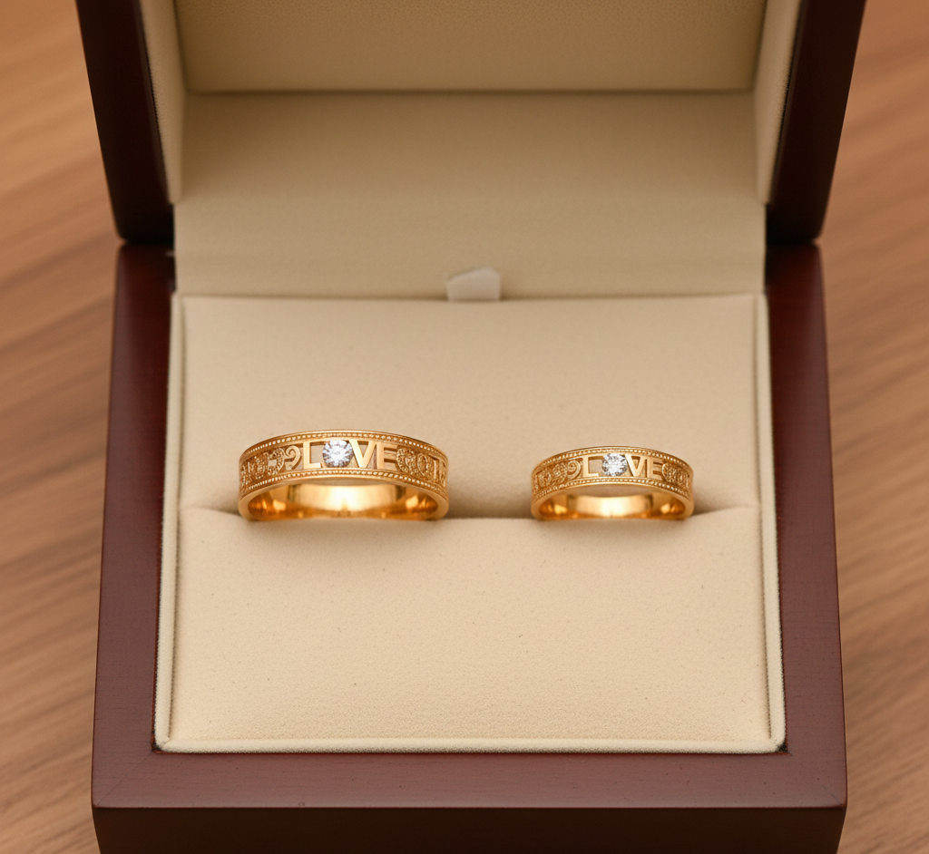 Elegant Cut Diamond Couple Band