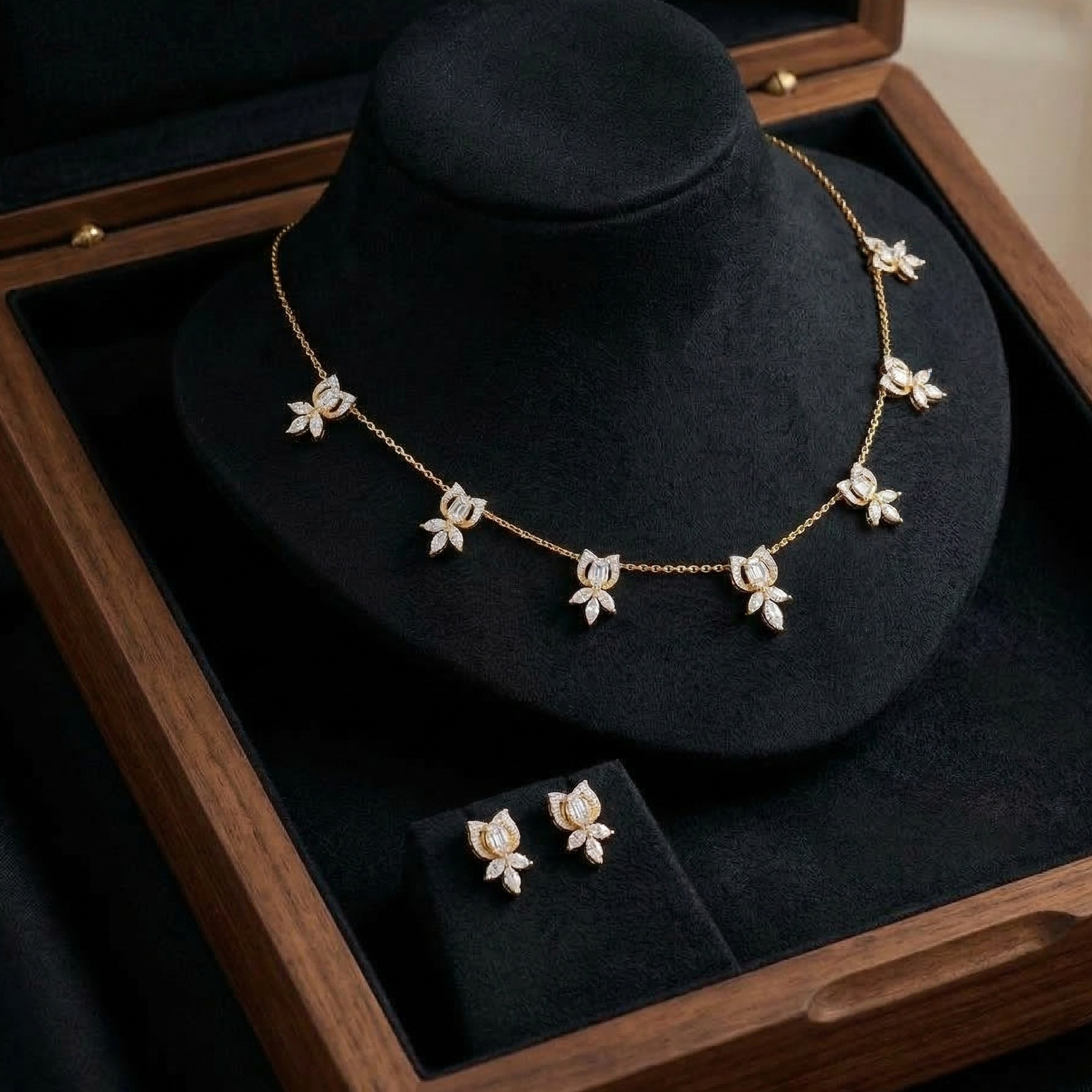 Elegant Diamond Shine Necklace Set - 3