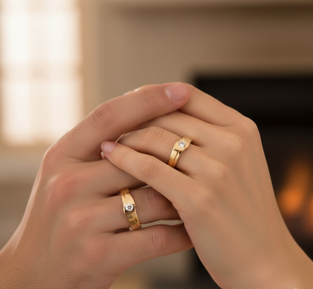 Elegant Spark Diamond Couple Band