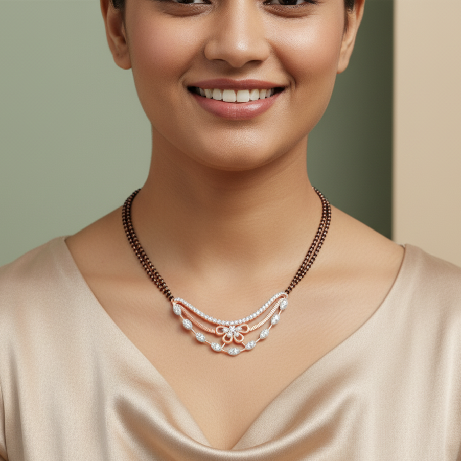 Simple Gold Diamond Tanmaniya for Everyday Wear - 3