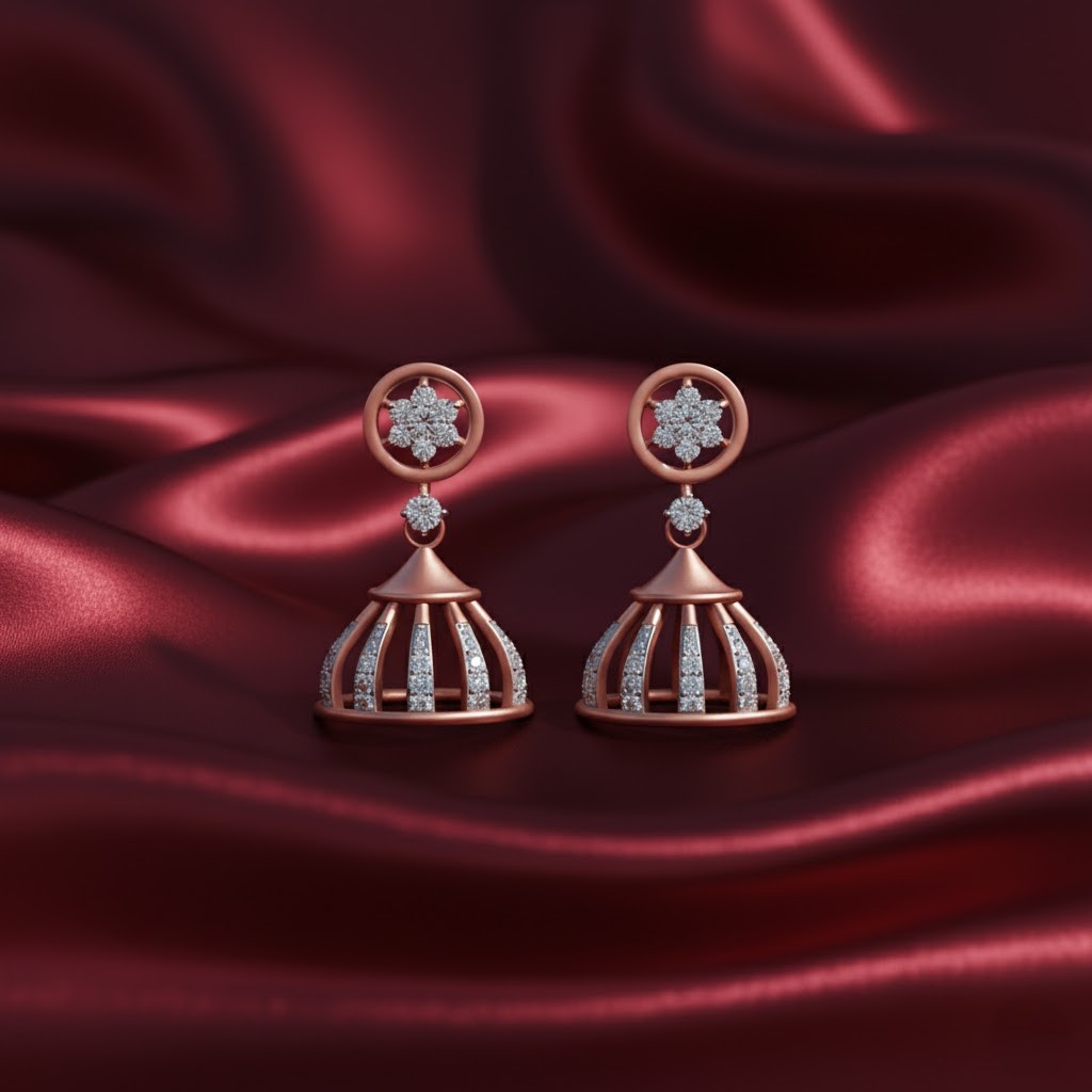 Glitter Shine Diamond Jhumkis