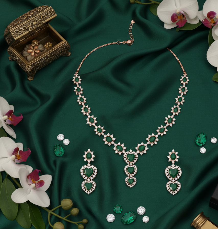 Luxury Flare Diamond Necklace with Matching Earrings - 3