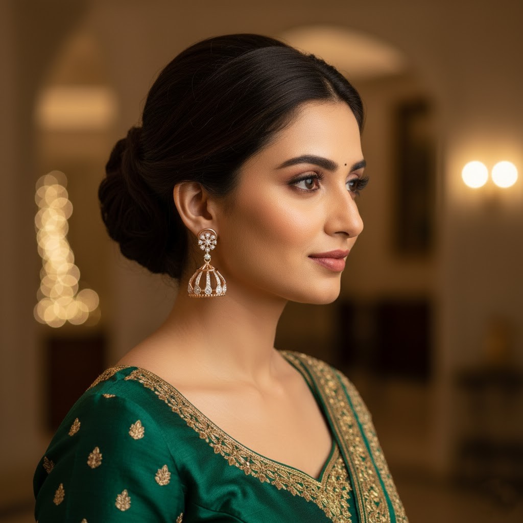 High-Shine Diamond Jhumkis