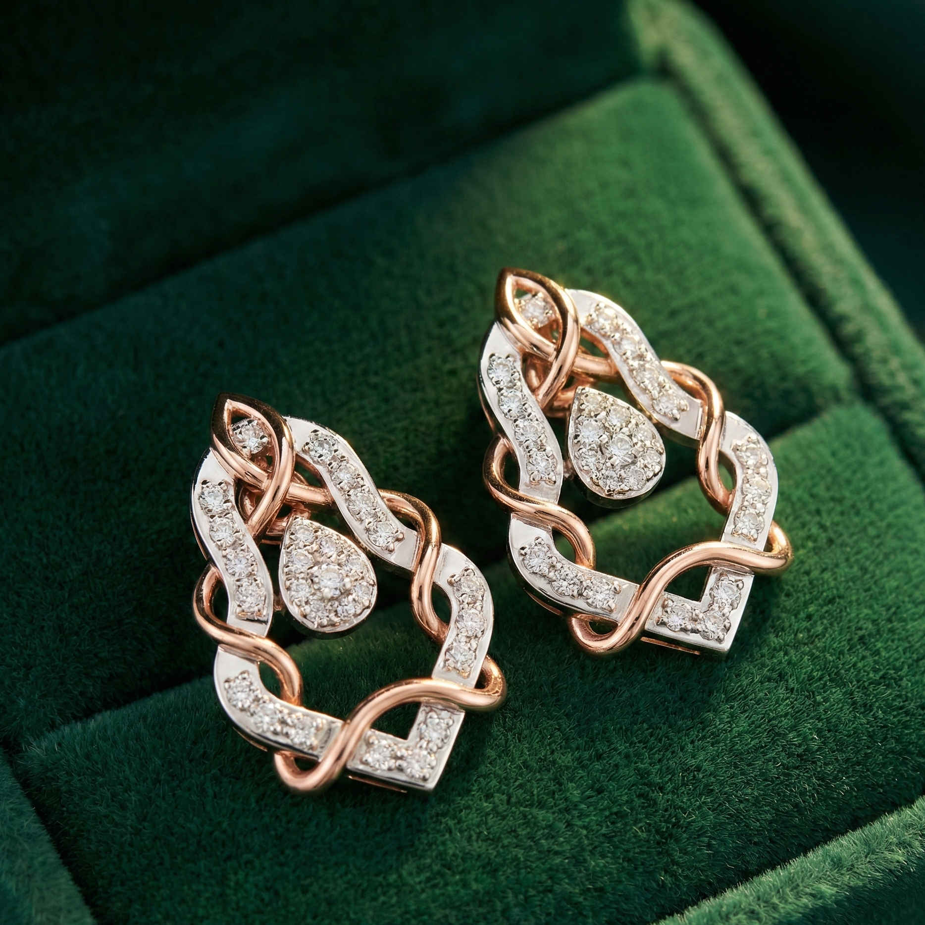 Refined Drop Diamond Pendant Earrings