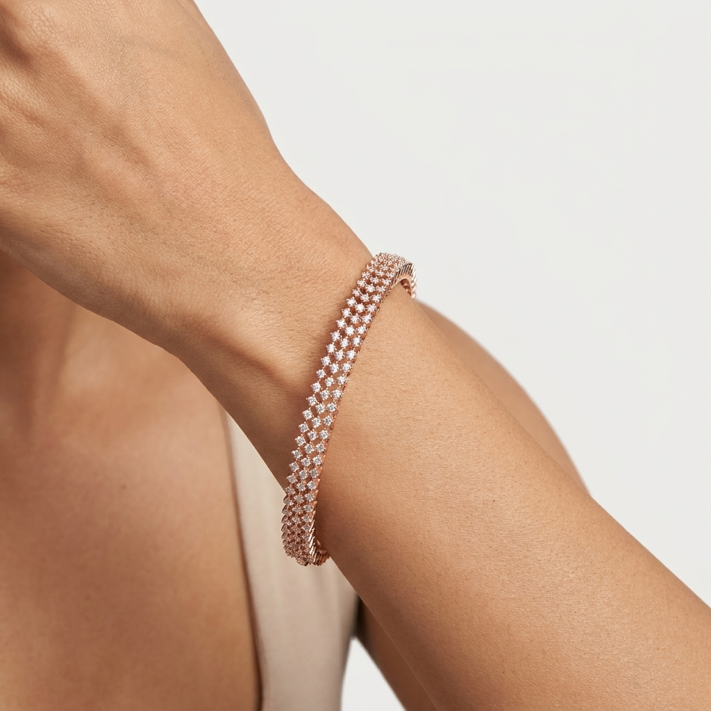 Leaf Design Diamond Bangles - 3