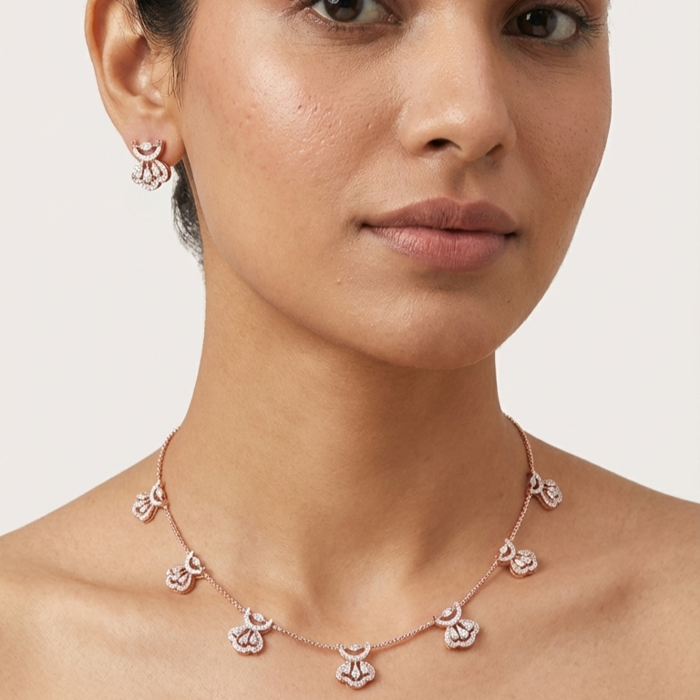 Modern Diamond Shine Necklace Set - 4