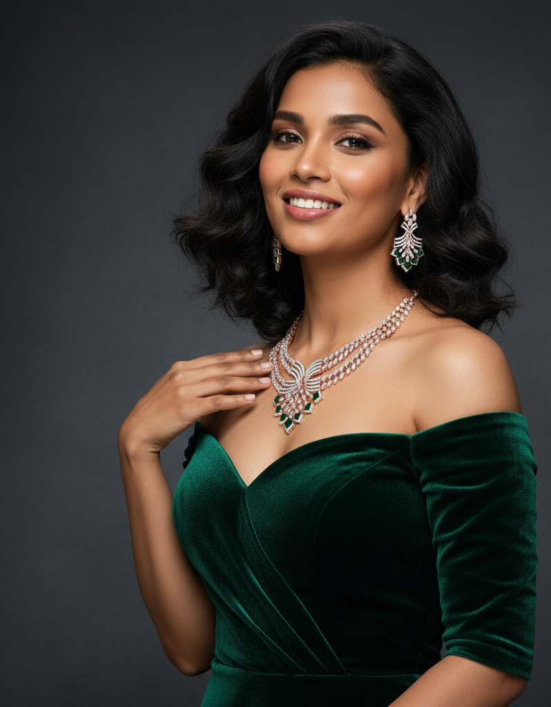 Diamond Prestige Necklace with Polished Earrings