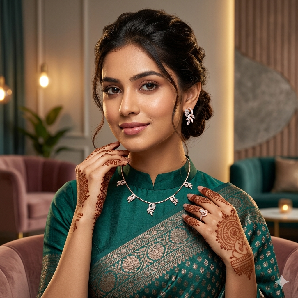 Modern Diamond Spark Necklace Set - 3