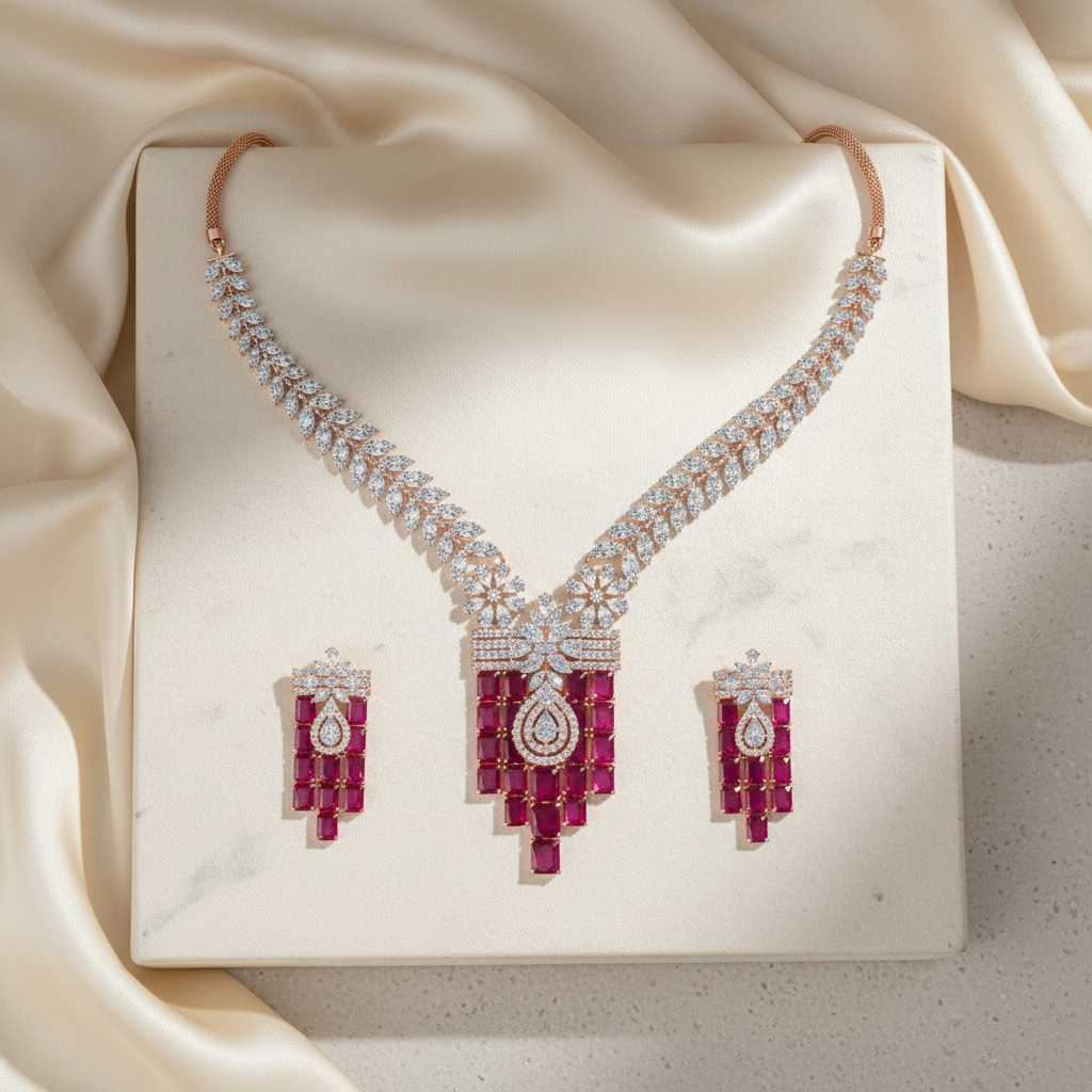 Modern Diamond Elegance Necklace Set