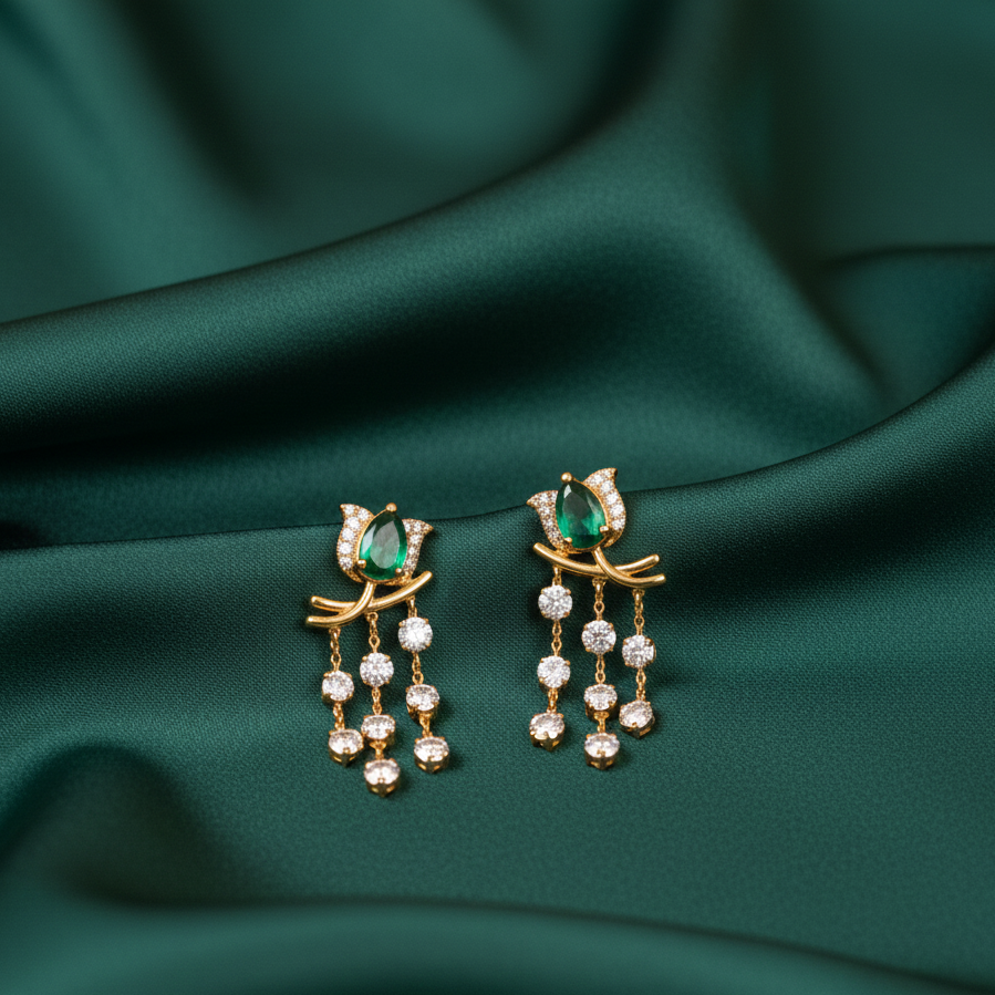 Graceful Diamond Dangle Earrings