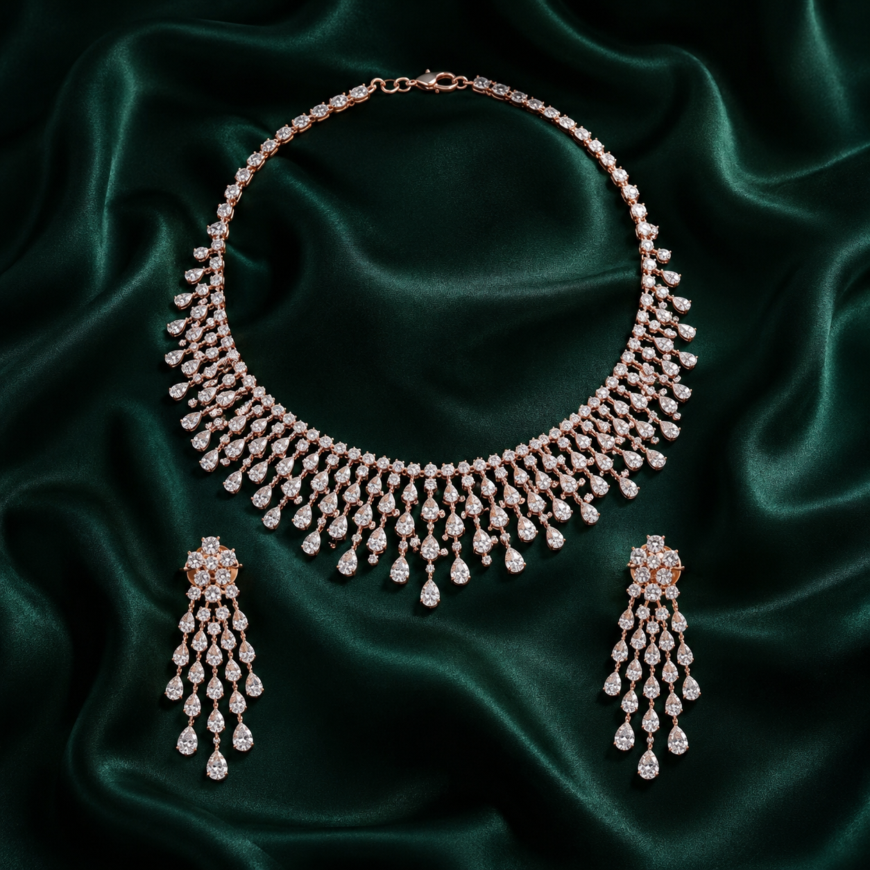 Royal Spark Diamond Wedding Necklace Set