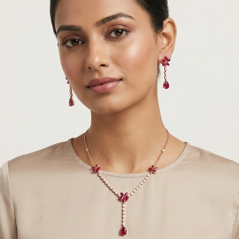 Modern Diamond Aura Necklace Set