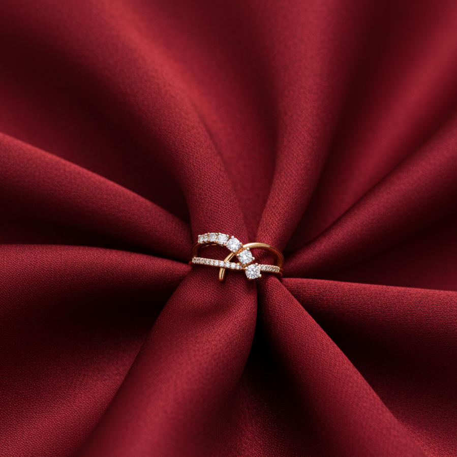 Diamond Velvet Crest Ring - 3