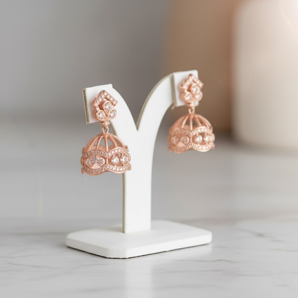 Minimal Elegant Diamond Jhumki Earrings