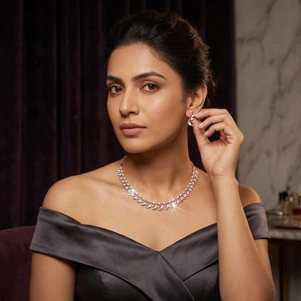 Imperial Diamond Aura Necklace Set - 3