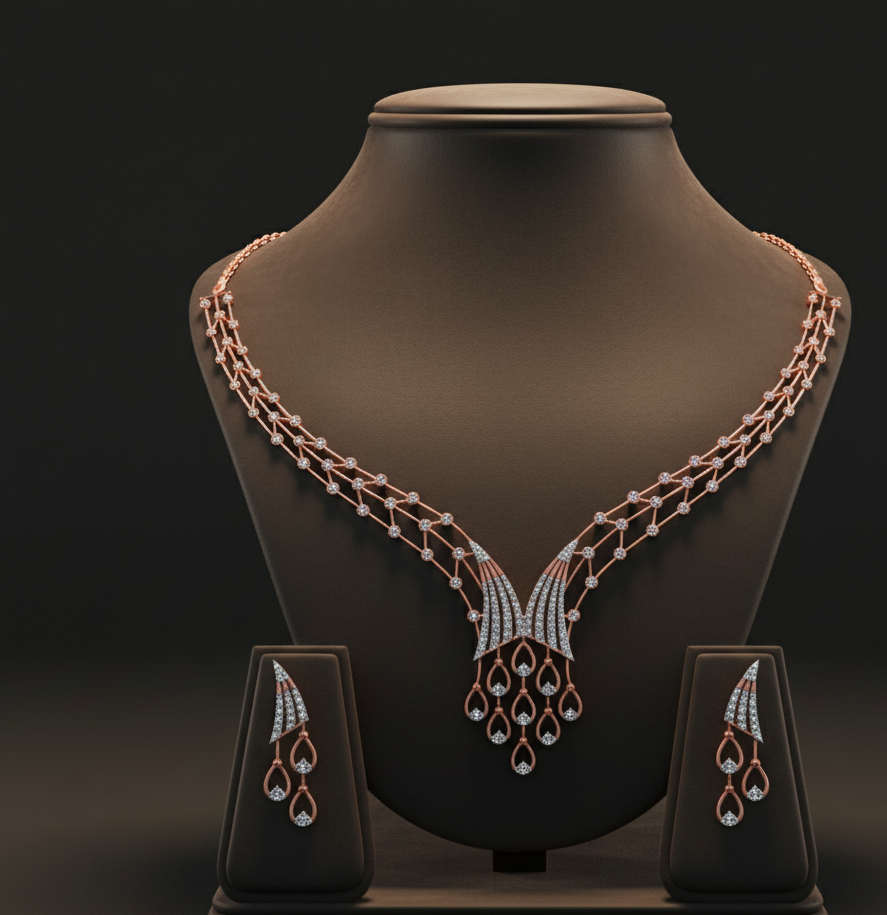 Prestige Aura Diamond Necklace with Spark Earrings