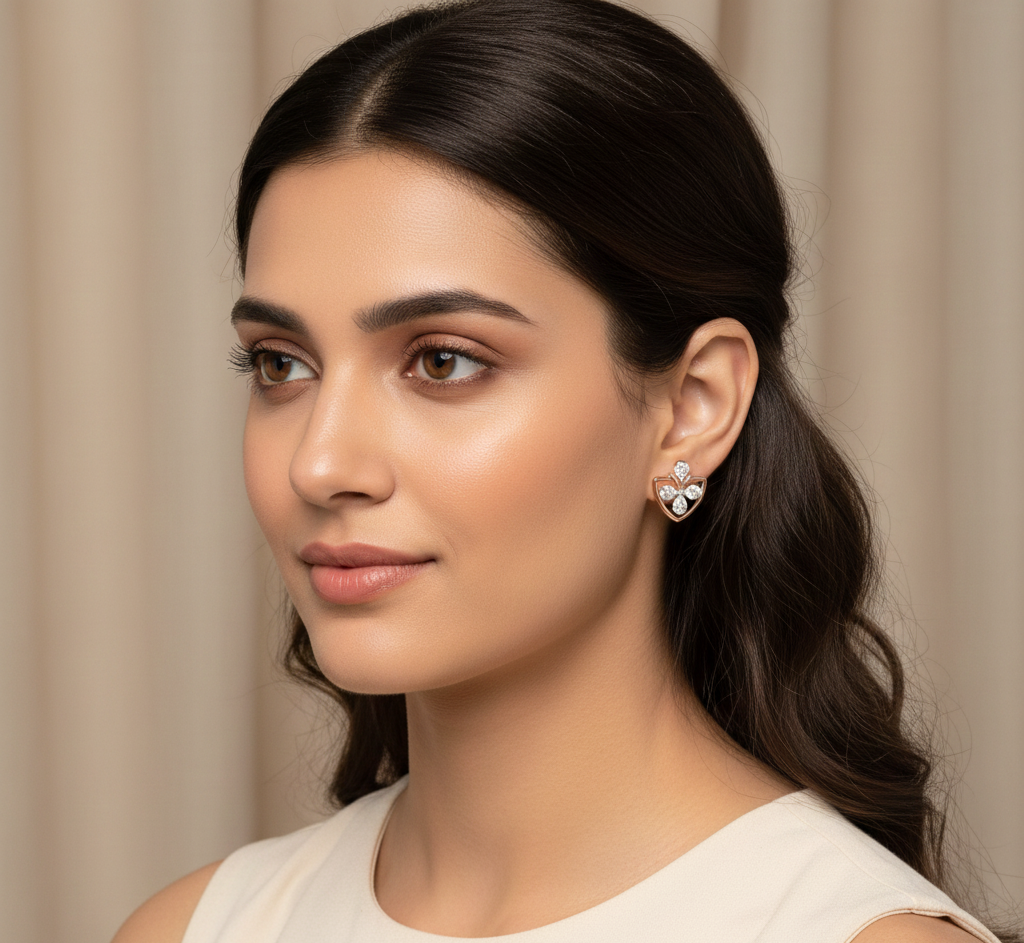 Classic Style Diamond Stud Earrings - 3