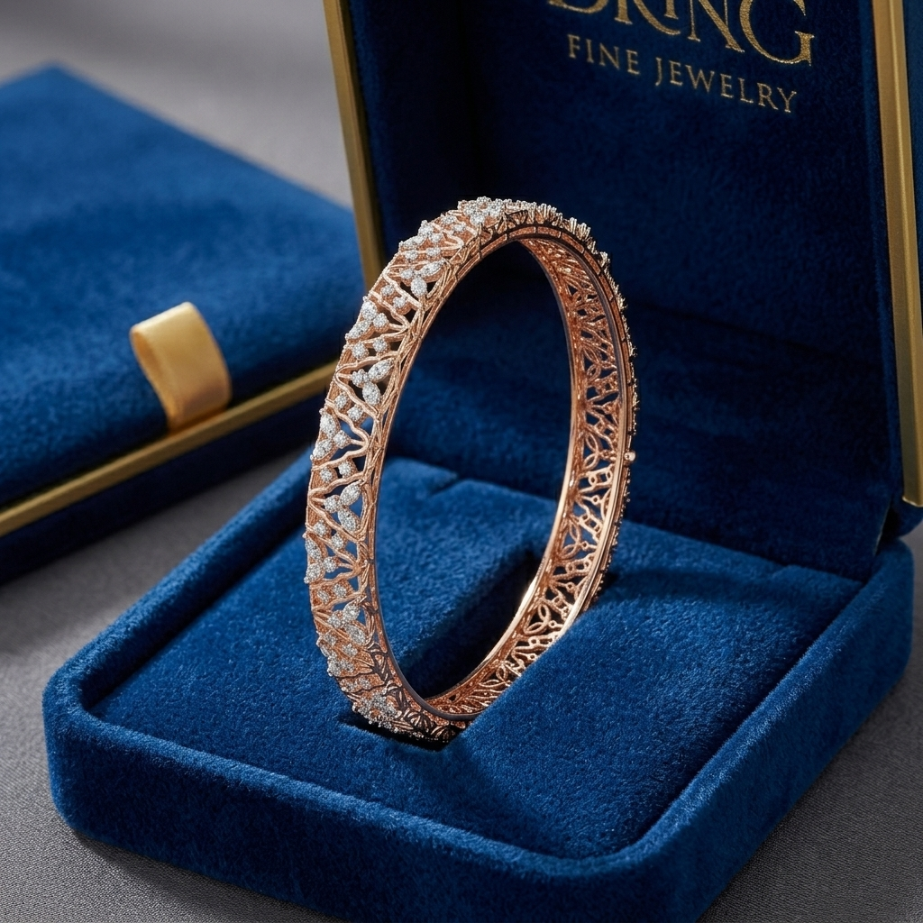 Contemporary Gold Diamond Bangles - 3