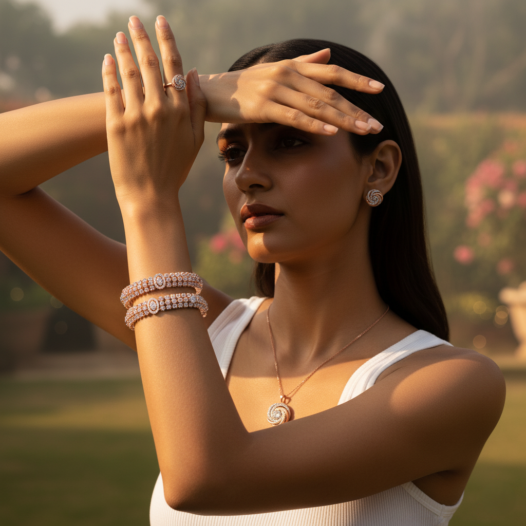 Zara Ornate Diamond Bangle - 3