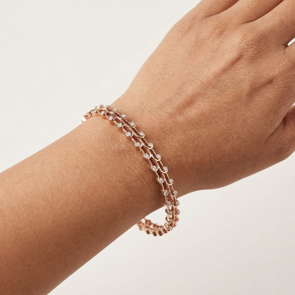 White Gold Diamond Bangles - 3