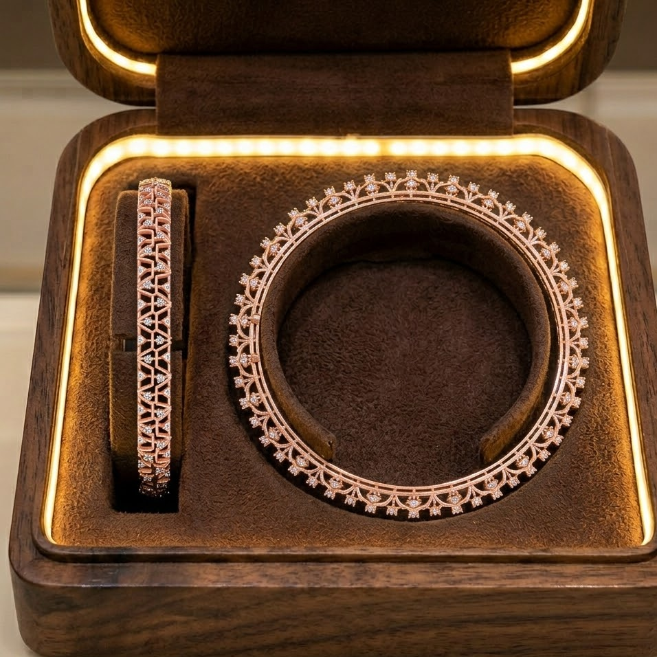 Premium Gold Diamond Bangles