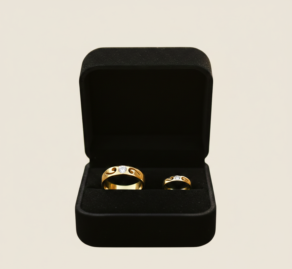 Modern Cut Diamond Couple Band
