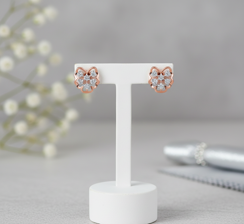 Designer Style Diamond Stud Earrings - 3