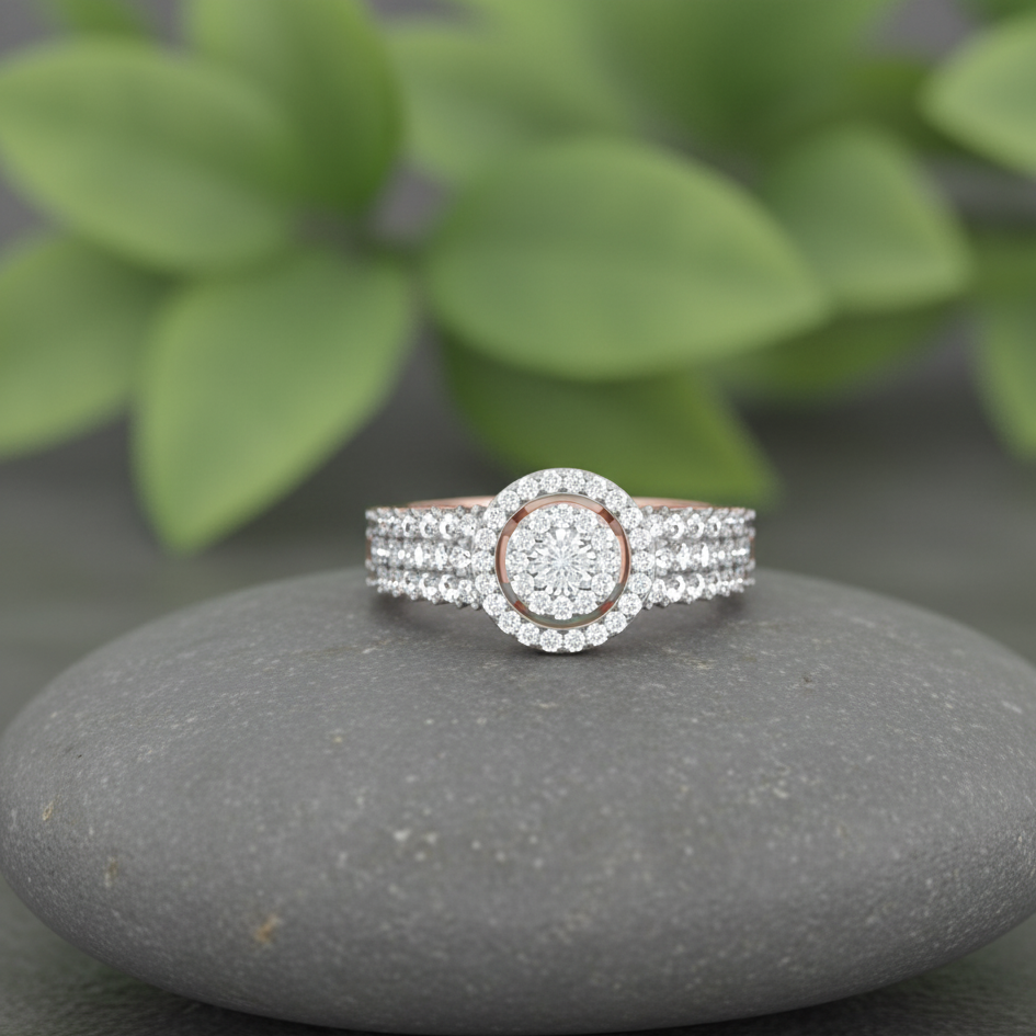 Celeste Trio Halo Diamond Ring
