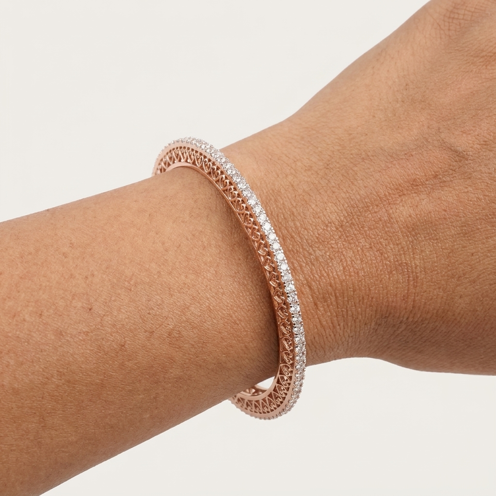 Floral Stone Diamond Bangles