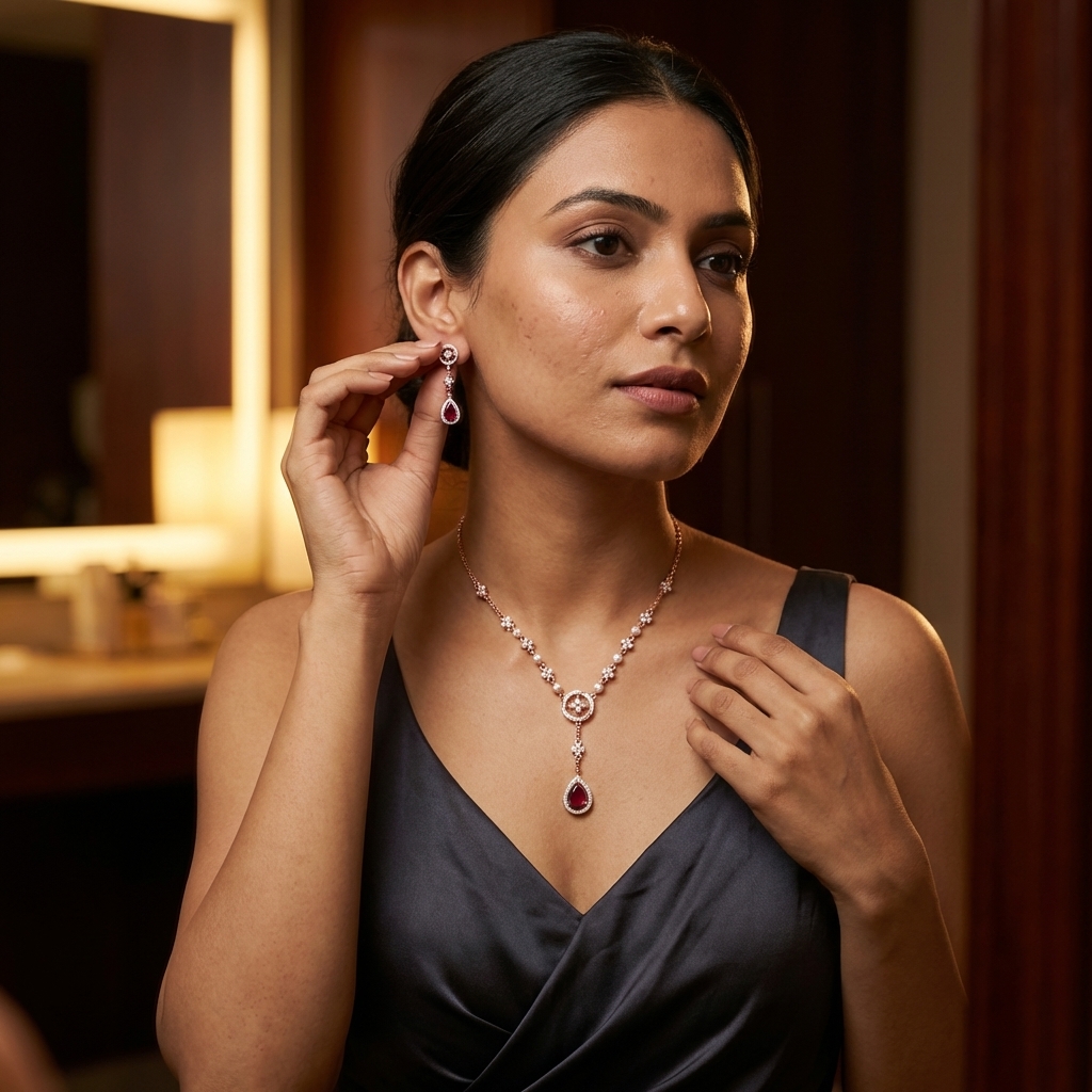 Premium Diamond Shine Necklace Set - 4