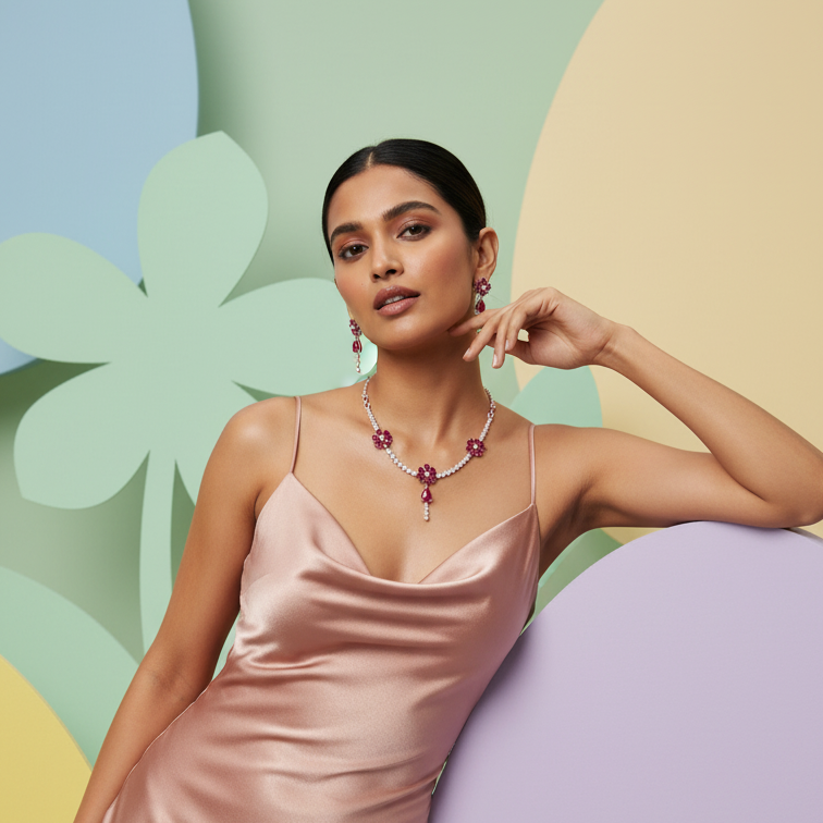 Regal Diamond Spark Necklace Set