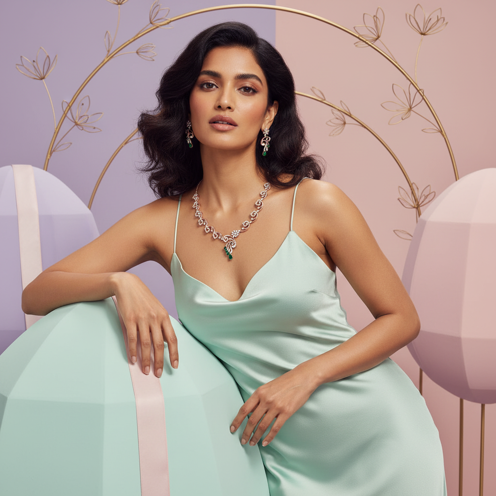 Glittering Diamond Glow Necklace Set - 3