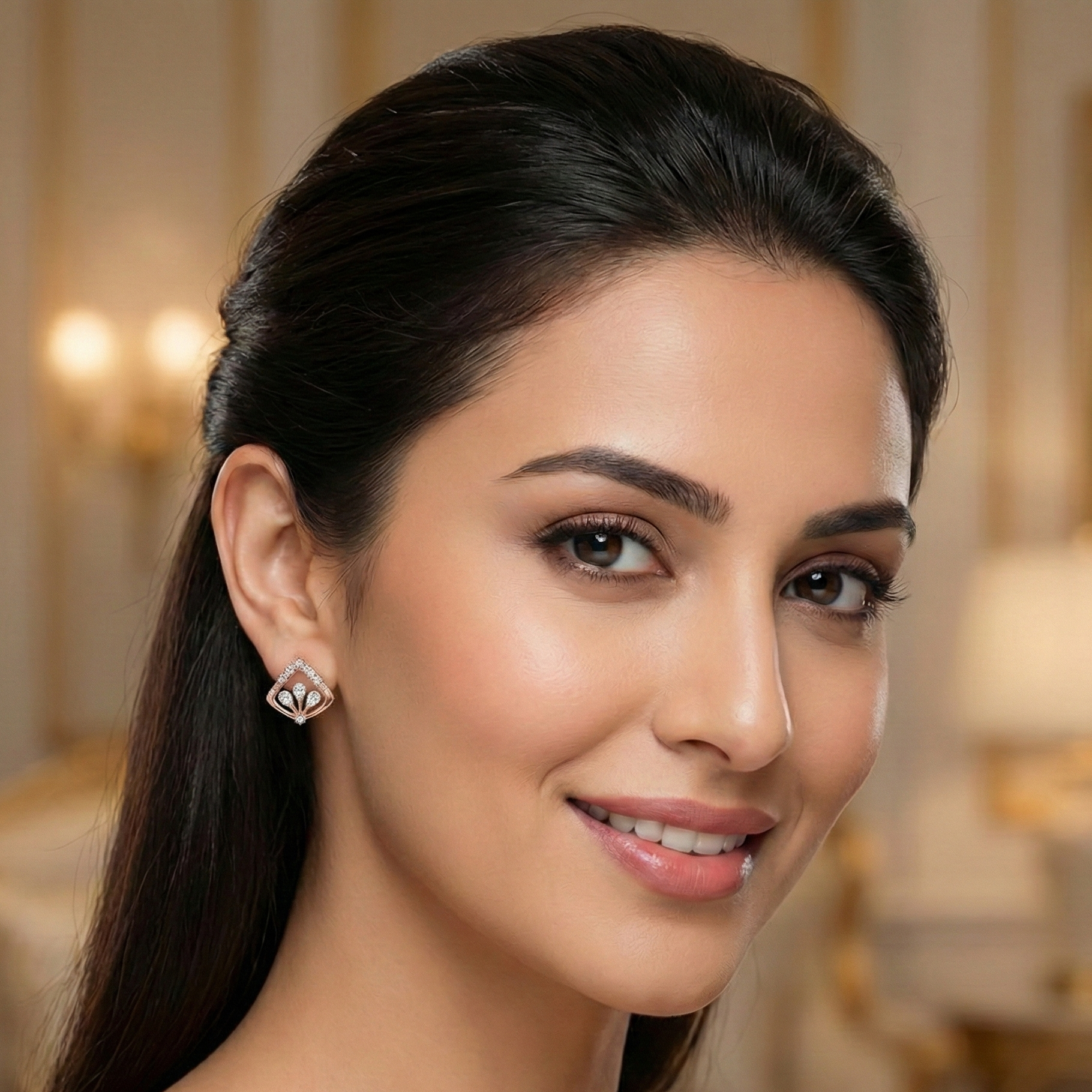 Diamond Charm Drop Earrings