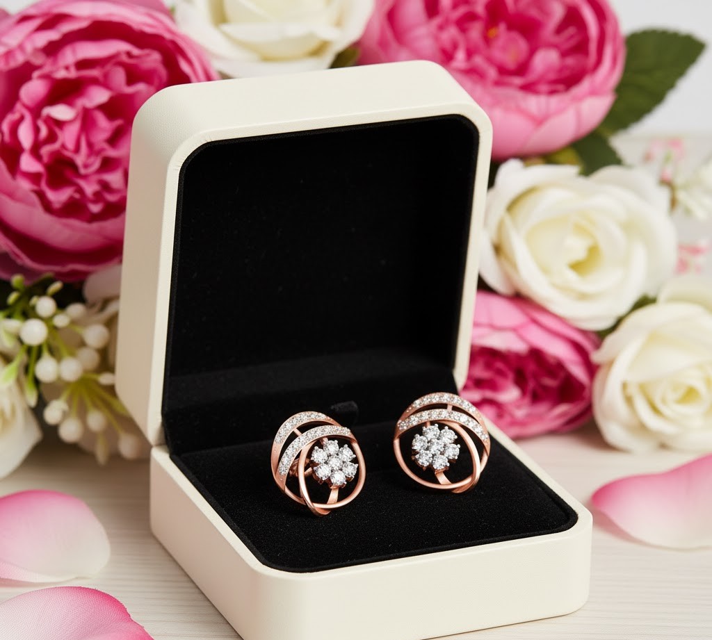 Soft-Finish Diamond Stud Earrings