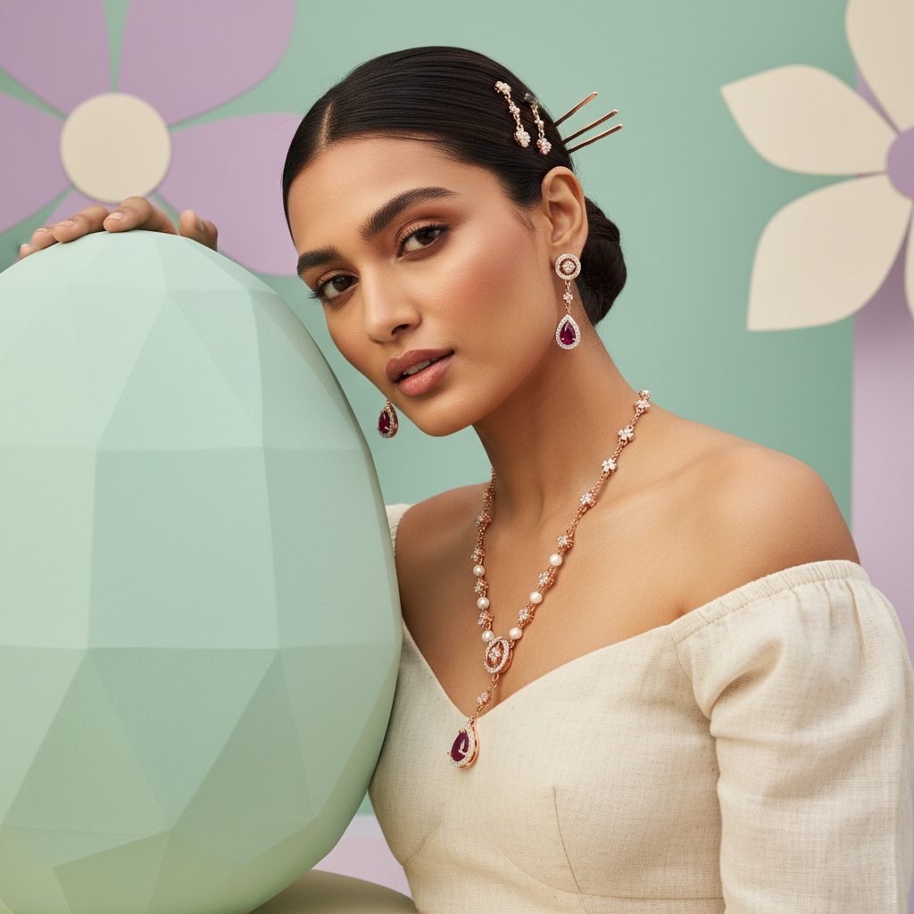 Premium Diamond Shine Necklace Set - 3