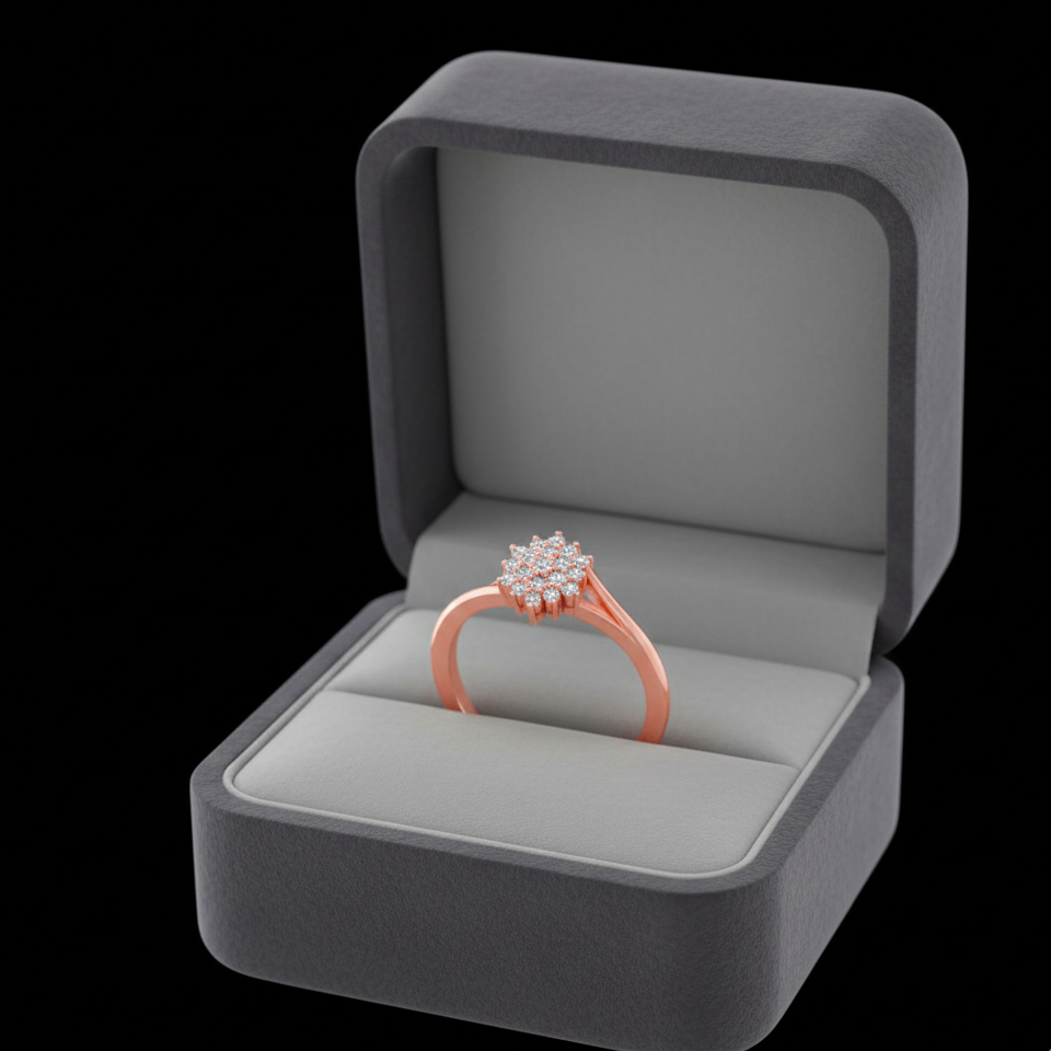 Elegant Halo Diamond Ladies Ring