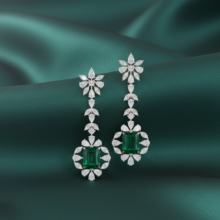 Sparkle Drop Diamond Dangler Earrings