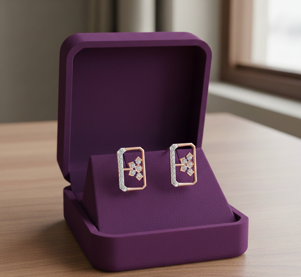 Fine Finish Diamond Stud Earrings