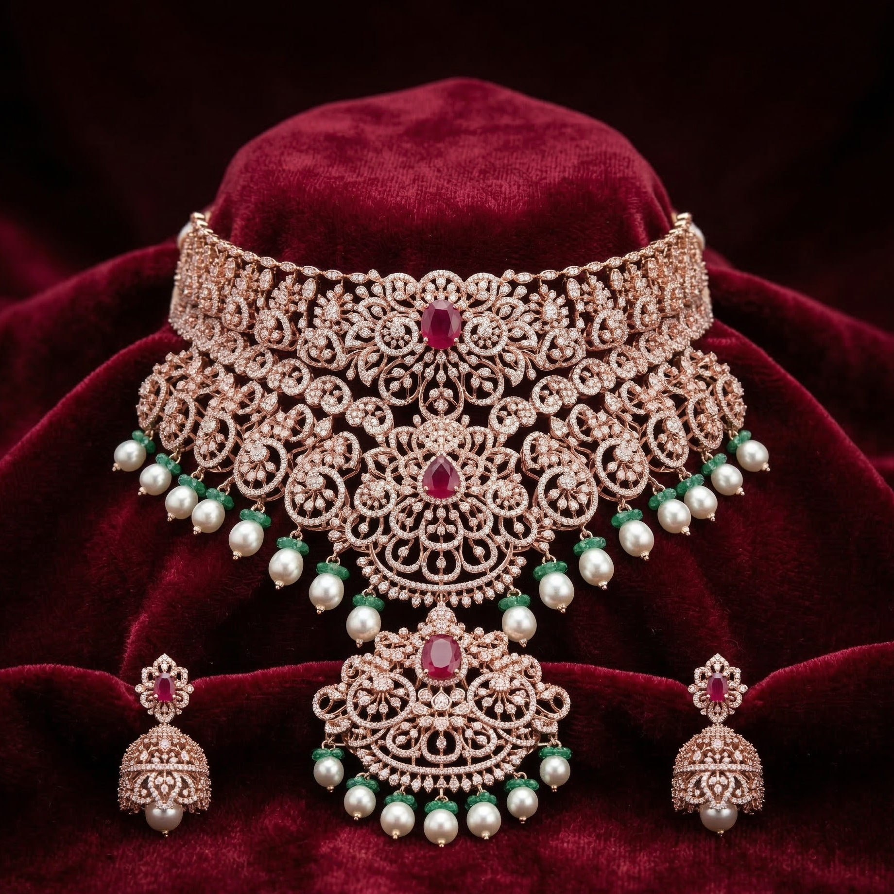 Statement Diamond Bridal Necklace Set