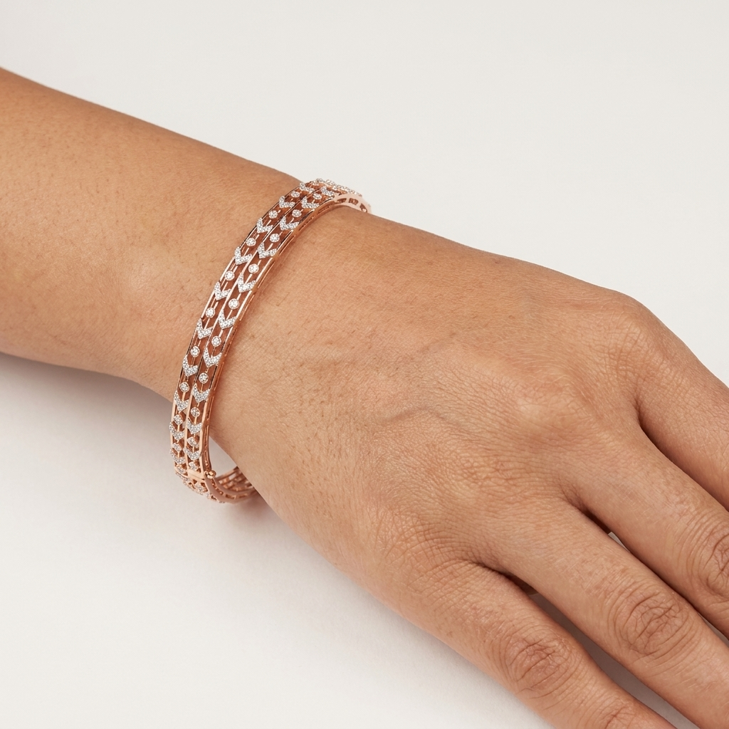 Twisted Gold Diamond Bangles