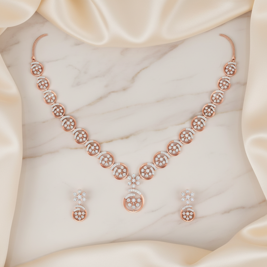 Glittering Diamond Dazzle Necklace Set
