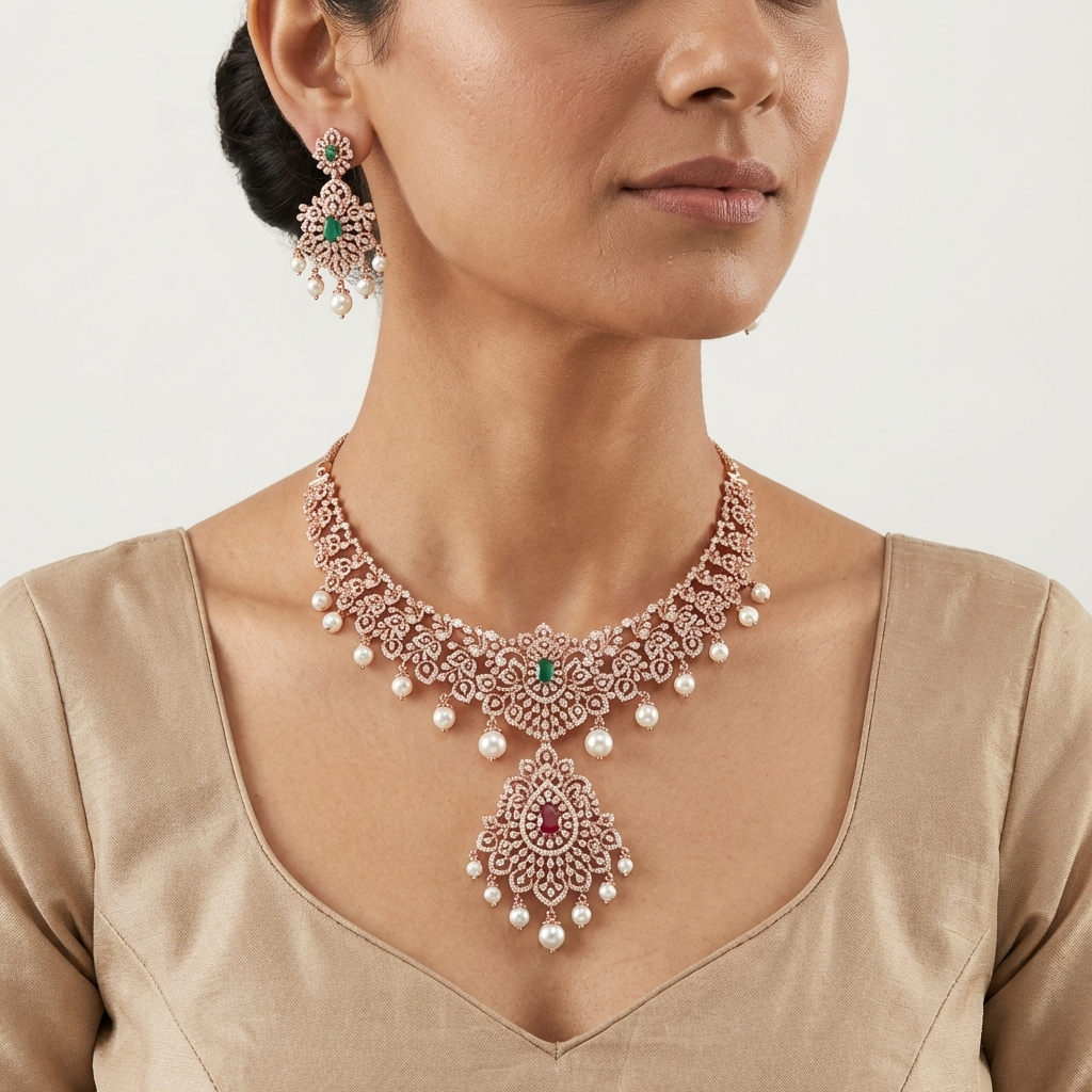 Classic Diamond Classic Necklace Set - 4